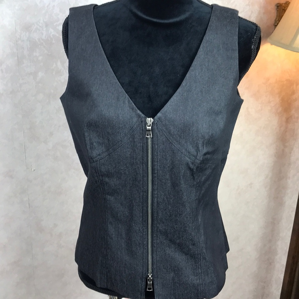 Jenne Maac Black Denim Zipper Front Vest